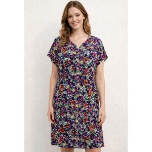 Chambeli  Women's Floral Dress  1X Mom‎ Plus Size Midi